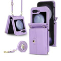 Crossbody Strap PU Leather Case for Samsung Z Flip6 Samsung Z Flip6 / Lavender - Ktusu