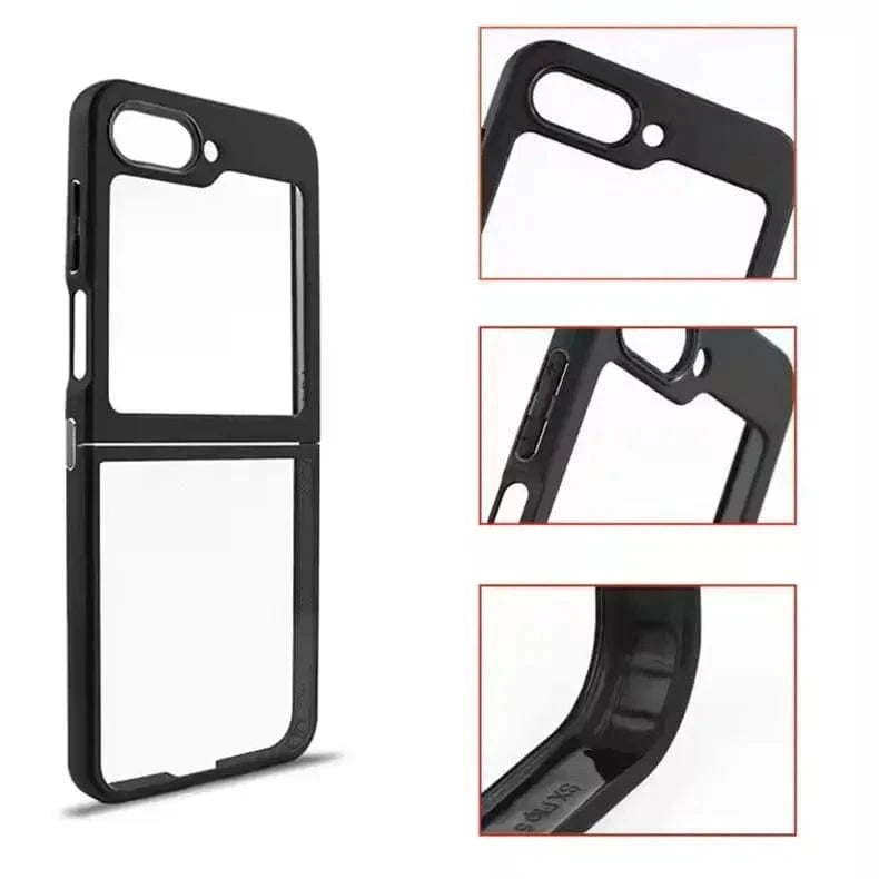 Crystal Clear Glossy Hybrid Matte Bumper Case for Samsung Z Flip6 Samsung Z Flip6 / Black - Ktusu
