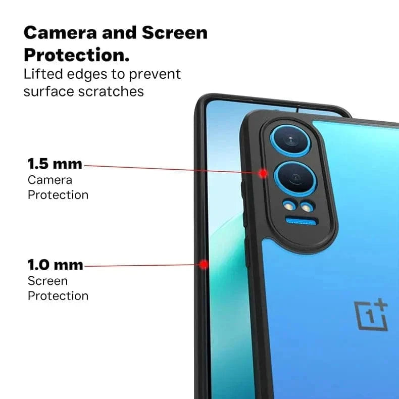 Crystal Clear Hybrid Matte Side Hard Case for OnePlus 12R 5G OnePlus 12R 5G / Black - Ktusu