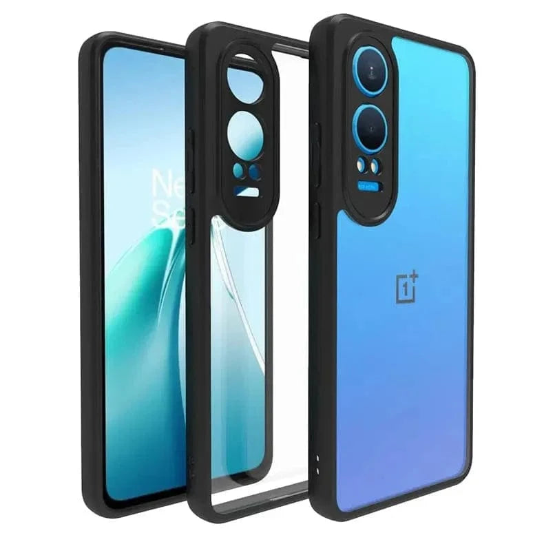 Crystal Clear Hybrid Matte Side Hard Case for OnePlus 12R 5G OnePlus 12R 5G / Black - Ktusu