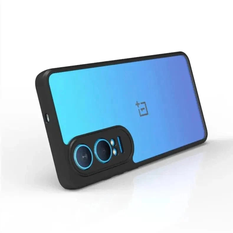 Crystal Clear Hybrid Matte Side Hard Case for OnePlus 12R 5G OnePlus 12R 5G / Black - Ktusu