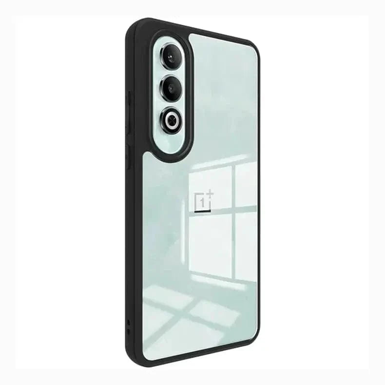 Crystal Clear Hybrid Matte Side Hard Case for OnePlus 12R 5G OnePlus 12R 5G / Black - Ktusu