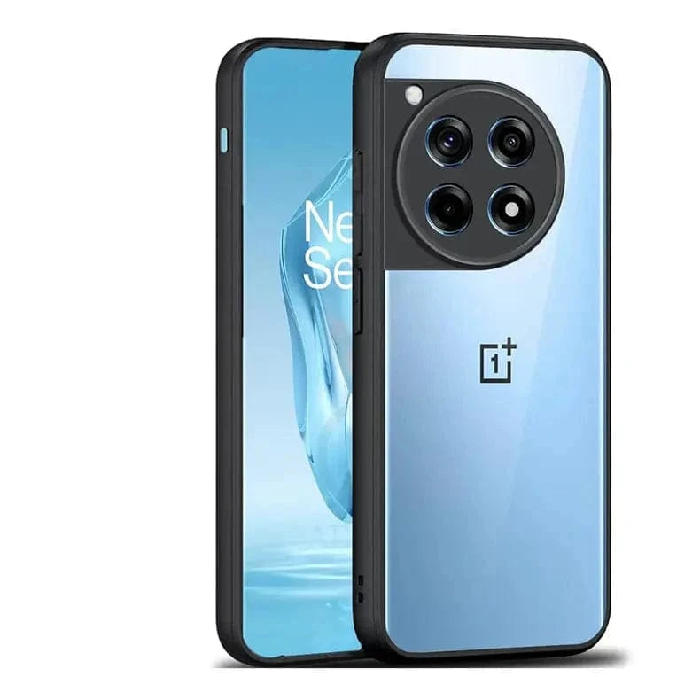Crystal Clear Hybrid Matte Side Hard Case for OnePlus 12R 5G OnePlus 12R 5G / Black - Ktusu