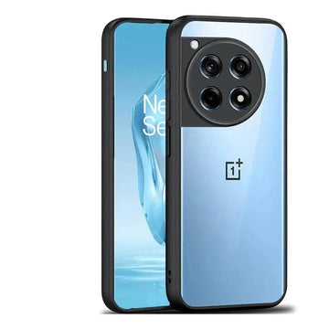 Crystal Clear Hybrid Matte Side Hard Case for OnePlus 12R 5G OnePlus 12R 5G / Black - Ktusu