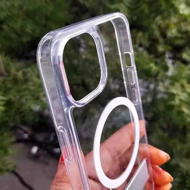 Crystal Clear Magsafe Case With Metal Kickstand for iPhone 15 Pro iPhone 15 Pro / Clear / with magsafe - Ktusu