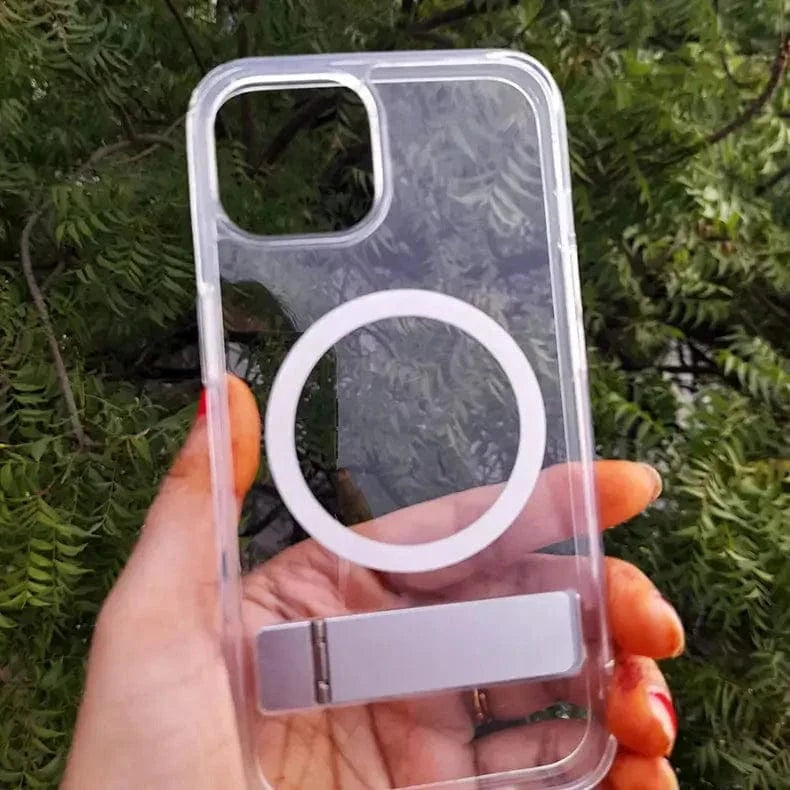 Crystal Clear Magsafe Case With Metal Kickstand for iPhone 15 Pro iPhone 15 Pro / Clear / with magsafe - Ktusu