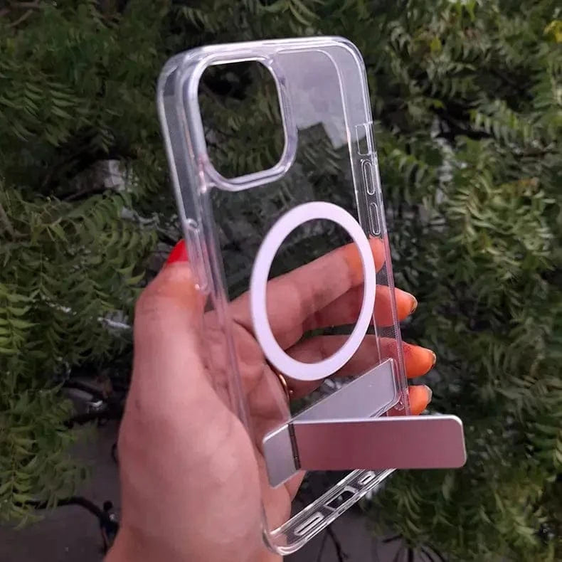 Crystal Clear Magsafe Case With Metal Kickstand for iPhone 15 Pro iPhone 15 Pro / Clear / with magsafe - Ktusu