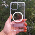 Crystal Clear Magsafe Case With Metal Kickstand for iPhone 15 Pro iPhone 15 Pro / Clear / with magsafe - Ktusu