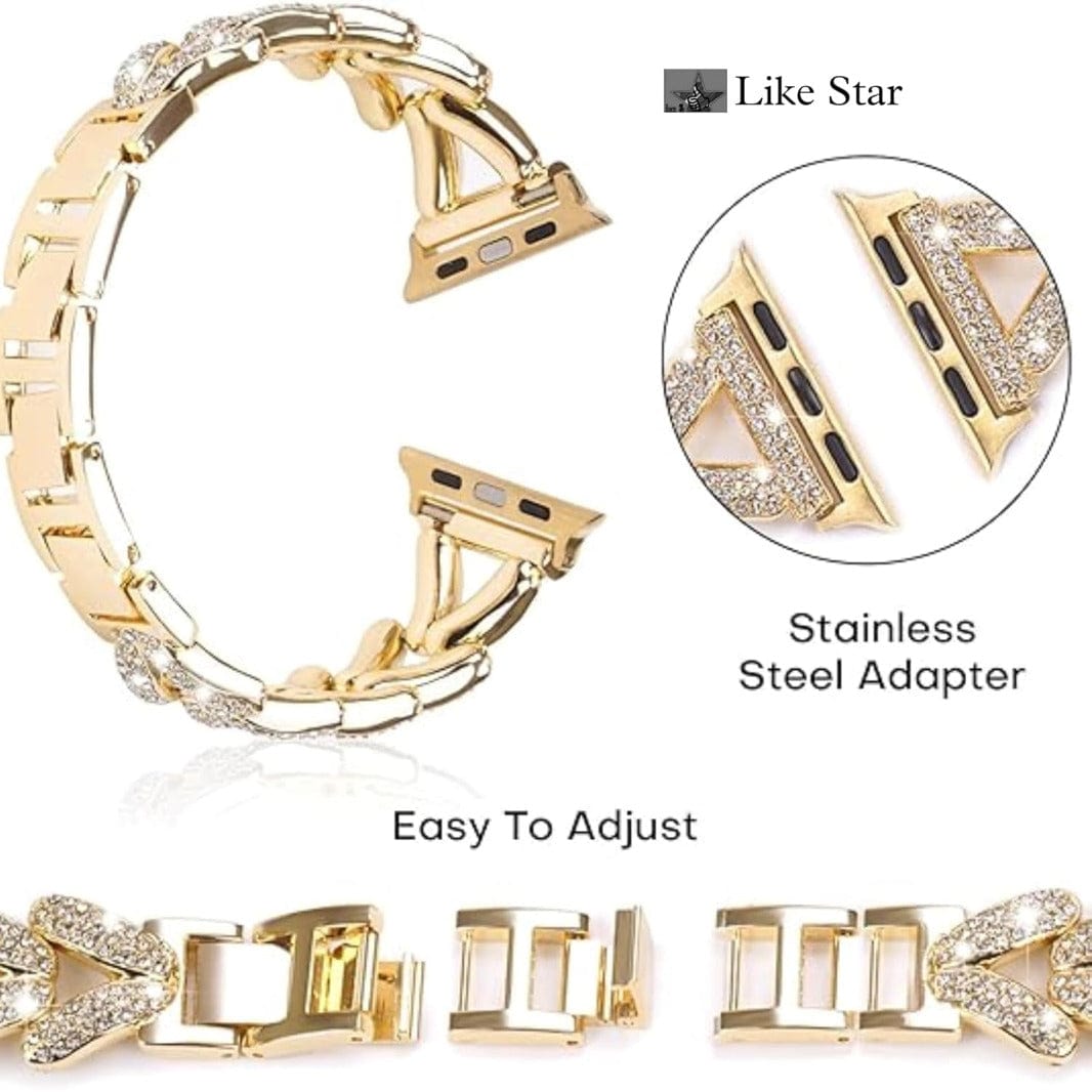 Diamond Bling Rhinestone Stainless Steel Band for Apple Watch 38 | 40 | 41 | 42mm S10 - Ktusu