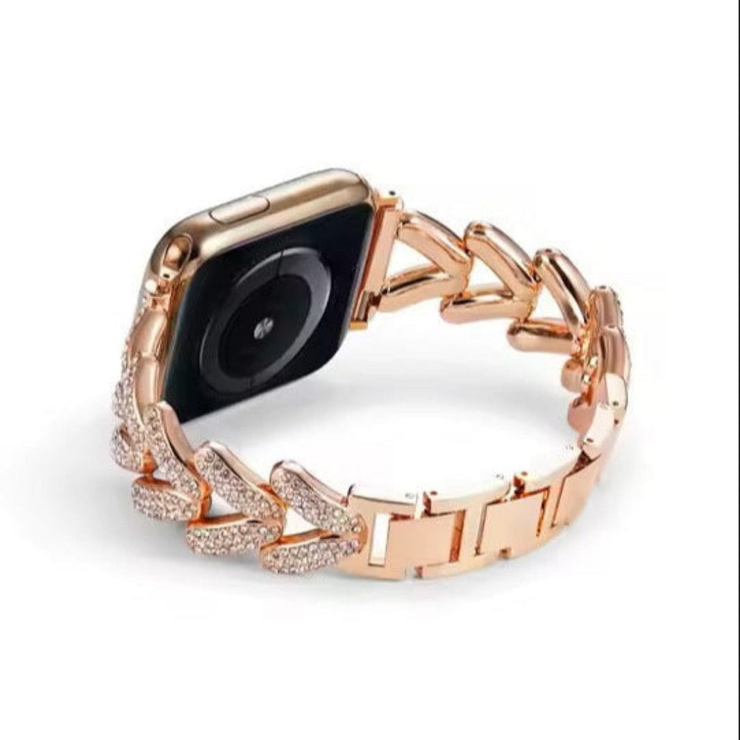 Diamond Bling Rhinestone Stainless Steel Band for Apple Watch 38 | 40 | 41 | 42mm S10 38 | 40 | 41 | 42mm S10 / Rose gold - Ktusu