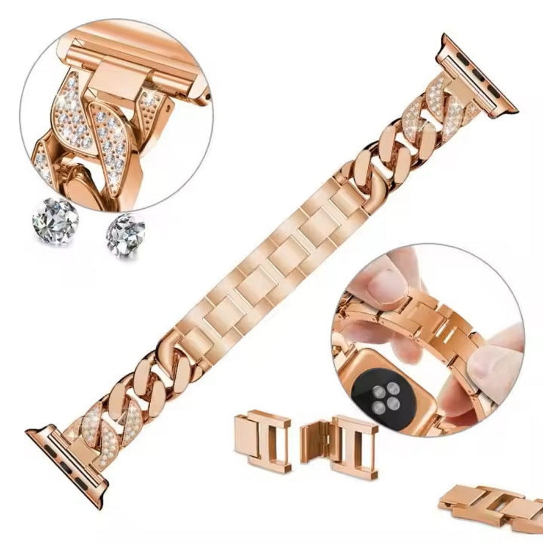 Diamond Metal Stainless Steel Chain Bracelet Band for Apple Watch 38 | 40 | 41 | 42mm S10 - Ktusu