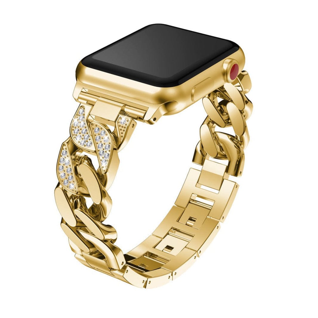 Diamond Metal Stainless Steel Chain Bracelet Band for Apple Watch 38 | 40 | 41 | 42mm S10 38 | 40 | 41 | 42mm S10 / Gold - Ktusu