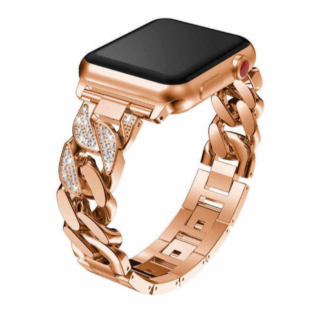 Diamond Metal Stainless Steel Chain Bracelet Band for Apple Watch 38 | 40 | 41 | 42mm S10 38 | 40 | 41 | 42mm S10 / Rose gold - Ktusu