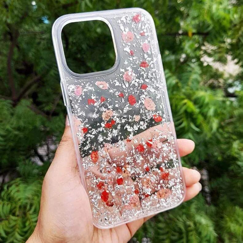 Dried Flowers Glitter Hard Case for iPhone 14 Pro Max - Ktusu
