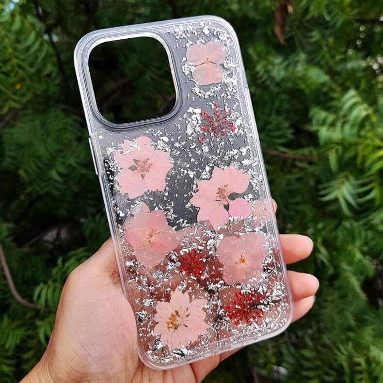 Dried Flowers Glitter Hard Case for iPhone 14 Pro Max - Ktusu