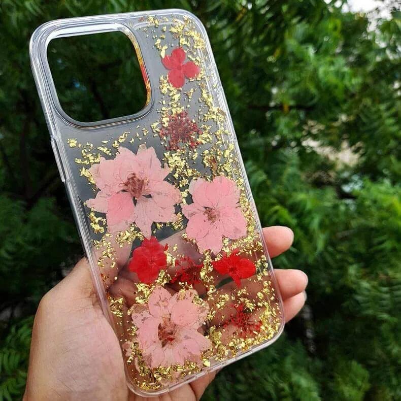 Dried Flowers Glitter Hard Case for iPhone 14 Pro Max - Ktusu