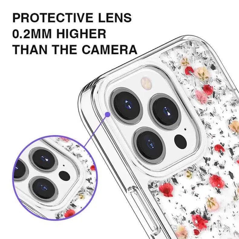 Dried Flowers Glitter Hard Case for iPhone 14 Pro Max - Ktusu
