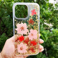 Dried Flowers Glitter Hard Case for iPhone 14 Pro Max iPhone 14 Pro Max / Gold - Ktusu