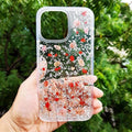 Dried Flowers Glitter Hard Case for iPhone 14 Pro Max iPhone 14 Pro Max / Silver - Ktusu
