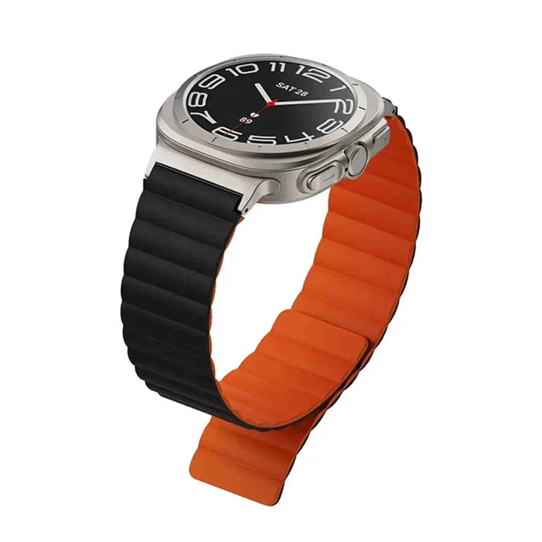 Dual Color Magnetic Silicone Loop for Samsung Watch Ultra 47mm Watch Ultra 47mm / Black Orange - Ktusu