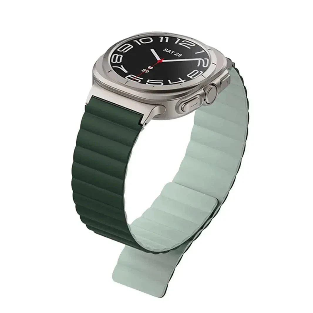 Dual Color Magnetic Silicone Loop for Samsung Watch Ultra 47mm Watch Ultra 47mm / Green Pista - Ktusu