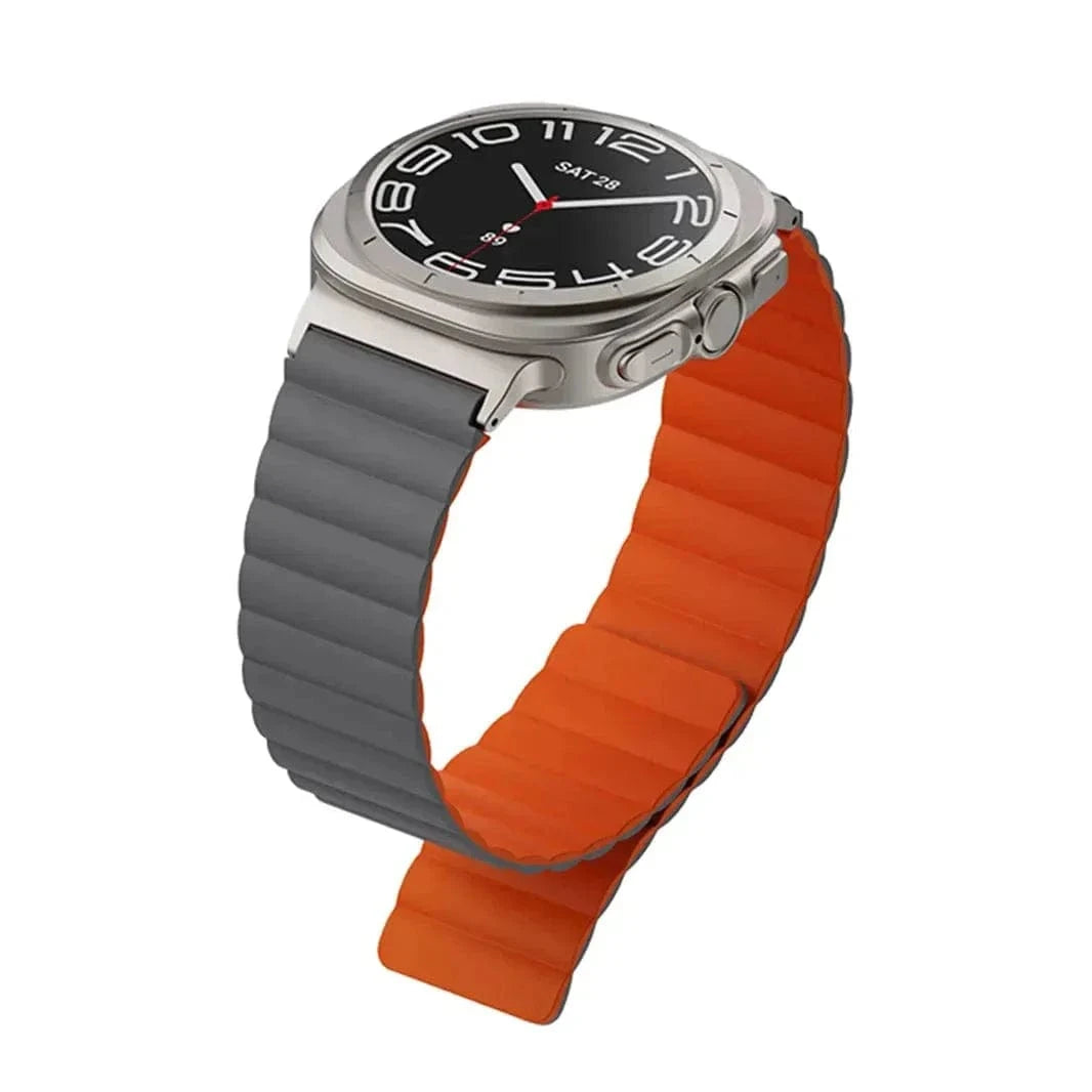 Dual Color Magnetic Silicone Loop for Samsung Watch Ultra 47mm Watch Ultra 47mm / Grey Orange - Ktusu
