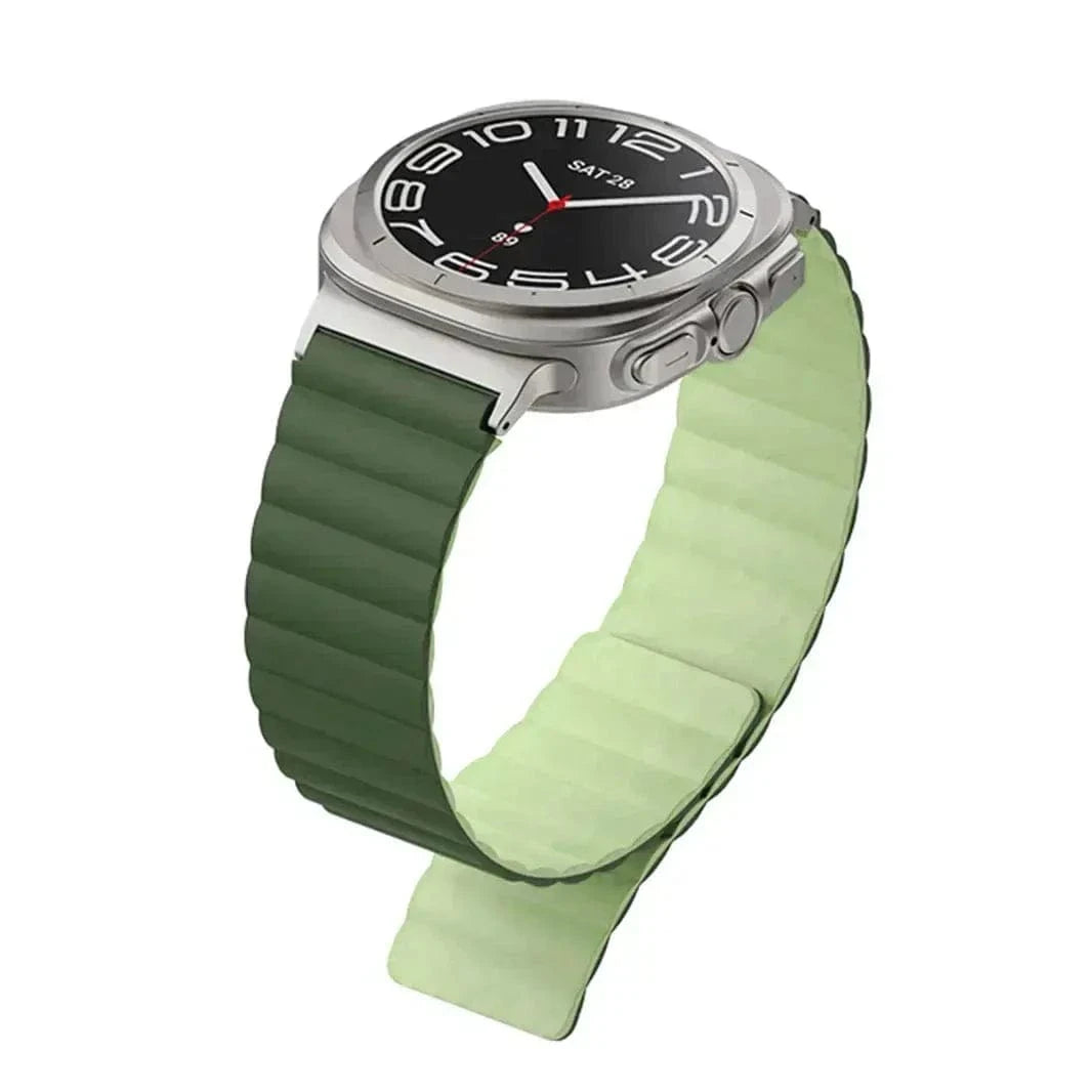 Dual Color Magnetic Silicone Loop for Samsung Watch Ultra 47mm Watch Ultra 47mm / Midnight Green Yellow - Ktusu