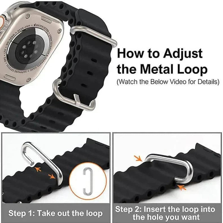 Dual Color Ocean Silicone Band for Apple Watch 42 | 44 | 45 | Ultra 49 | 46mm S10 42 | 44 | 45 | Ultra 49 | 46mm S10 / Black Yellow - Ktusu