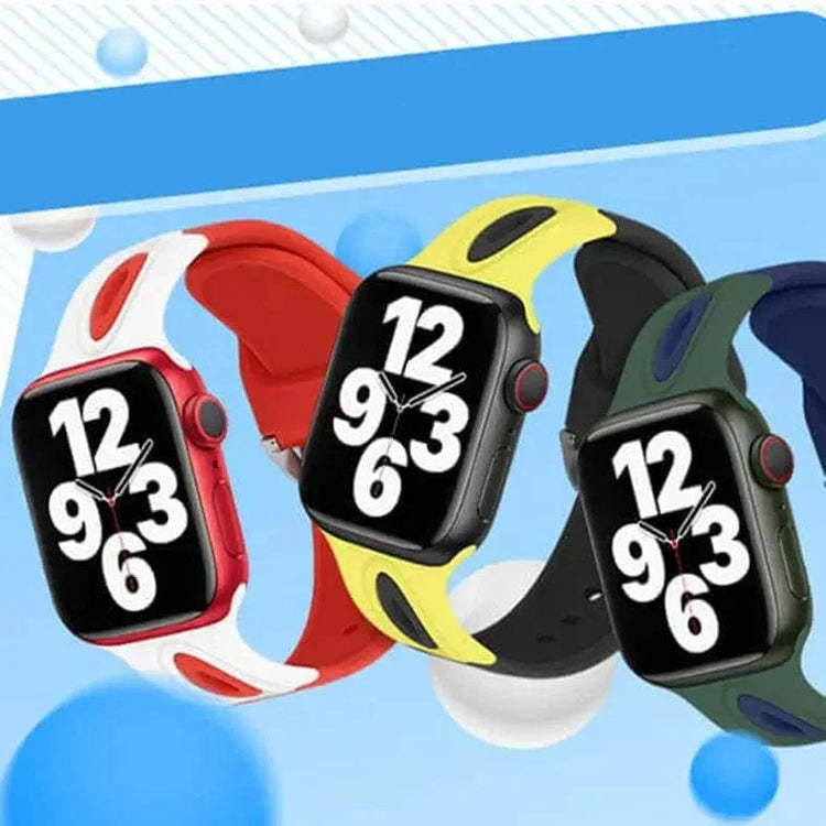 Dual Color Silicone Sport Band for Apple Watch 42 | 44 | 45 | Ultra 49 | 46mm S10 42 | 44 | 45 | Ultra 49 | 46mm S10 / Black Yellow - Ktusu