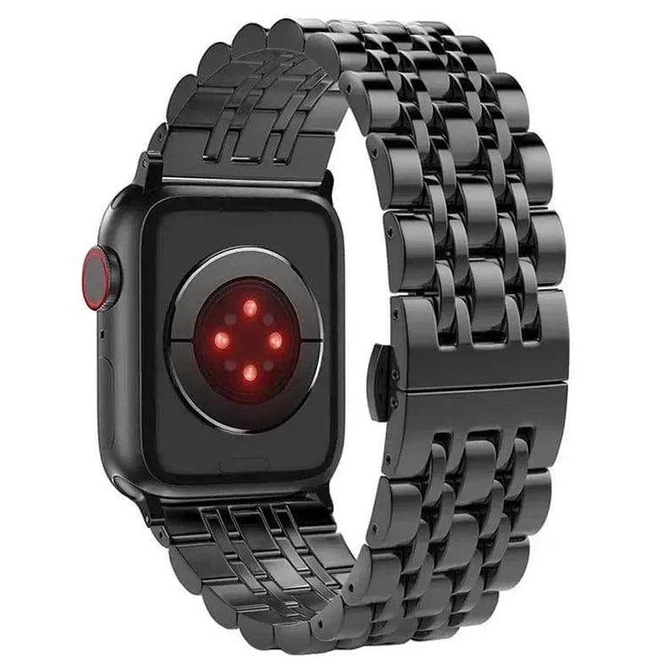 Dual Link Stainless Steel Metal Bracelet Chain for Apple Watch 42 | 44 | 45 | Ultra 49 | 46mm S10 42 | 44 | 45 | Ultra 49 | 46mm S10 / Matte Black - Ktusu