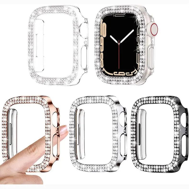 Dual Rhinestone Frame 360 Degree Hard Body Bumper for Apple Watch 41mm - Ktusu