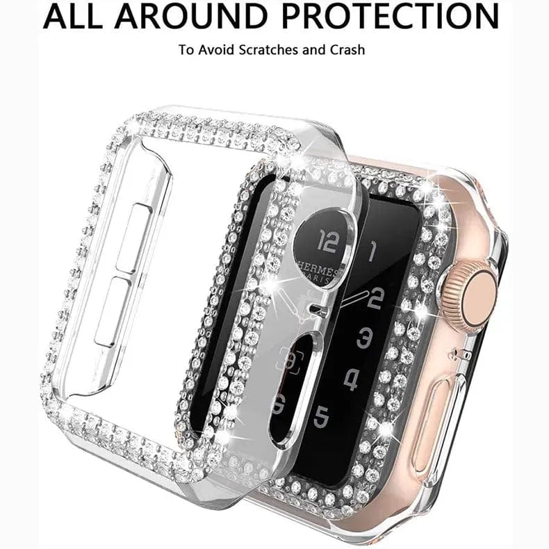 Dual Rhinestone Frame 360 Degree Hard Body Bumper for Apple Watch 41mm - Ktusu