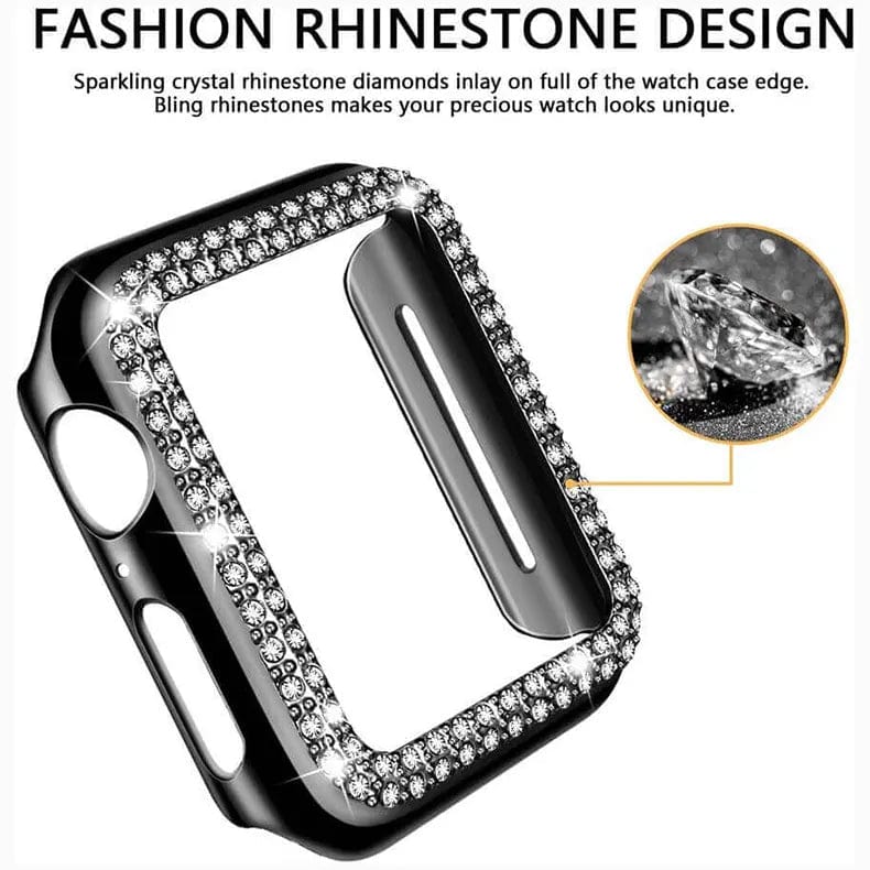 Dual Rhinestone Frame 360 Degree Hard Body Bumper for Apple Watch 41mm - Ktusu