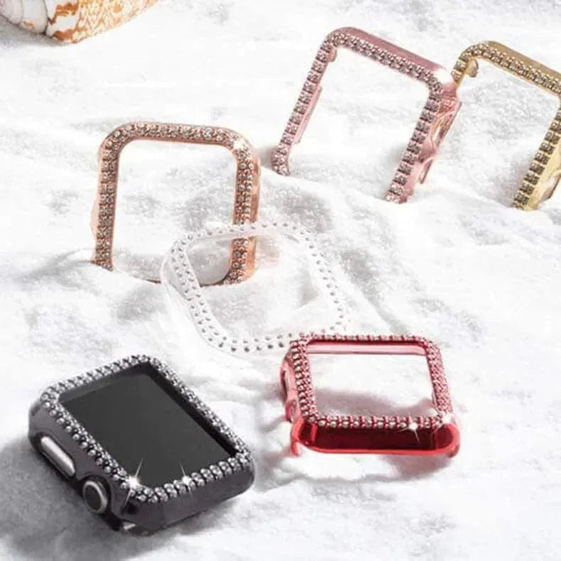 Dual Rhinestone Frame 360 Degree Hard Body Bumper for Apple Watch 41mm - Ktusu