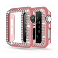Dual Rhinestone Frame 360 Degree Hard Body Bumper for Apple Watch 41mm 41mm / Rose gold - Ktusu