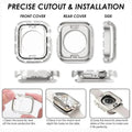 Dual Rhinestone Frame Built-in Glass Screen Protector Hard Cover for Apple Watch 45mm - Ktusu