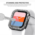 Dual Rhinestone Frame Built-in Glass Screen Protector Hard Cover for Apple Watch 45mm - Ktusu
