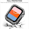 Dual Rhinestone Frame Built-in Glass Screen Protector Hard Cover for Apple Watch 45mm - Ktusu