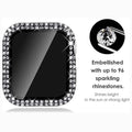 Dual Rhinestone Frame Built-in Glass Screen Protector Hard Cover for Apple Watch 45mm - Ktusu
