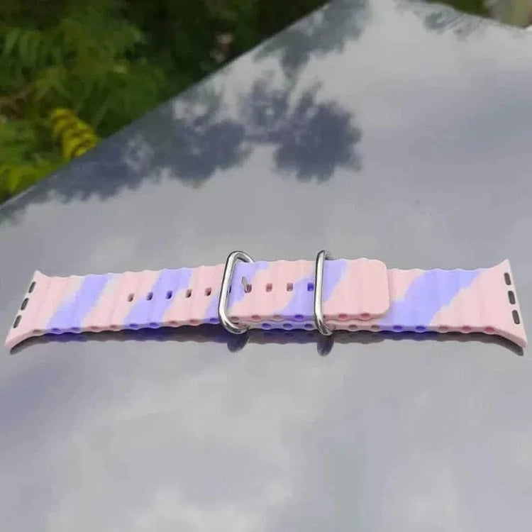 Dual Shade Ocean Silicone Soft Band for Apple Watch 42 | 44 | 45 | Ultra 49 | 46mm S10 42 | 44 | 45 | Ultra 49 | 46mm S10 / Lavender Peach - Ktusu
