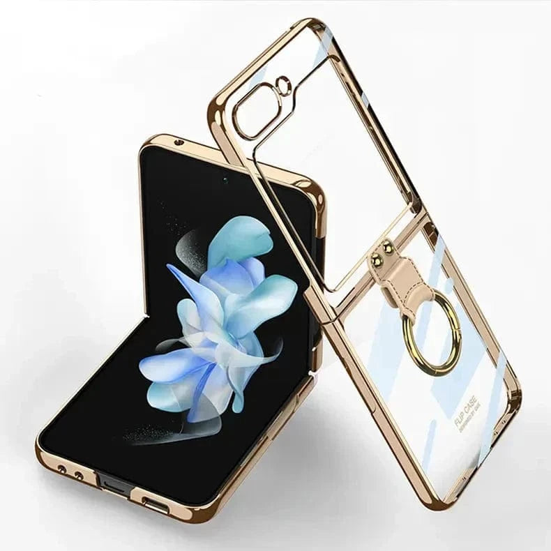 Electroplated fashion phantom with ring Hard Case for Samsung Z Flip6 Samsung Z Flip6 / Gold - Ktusu