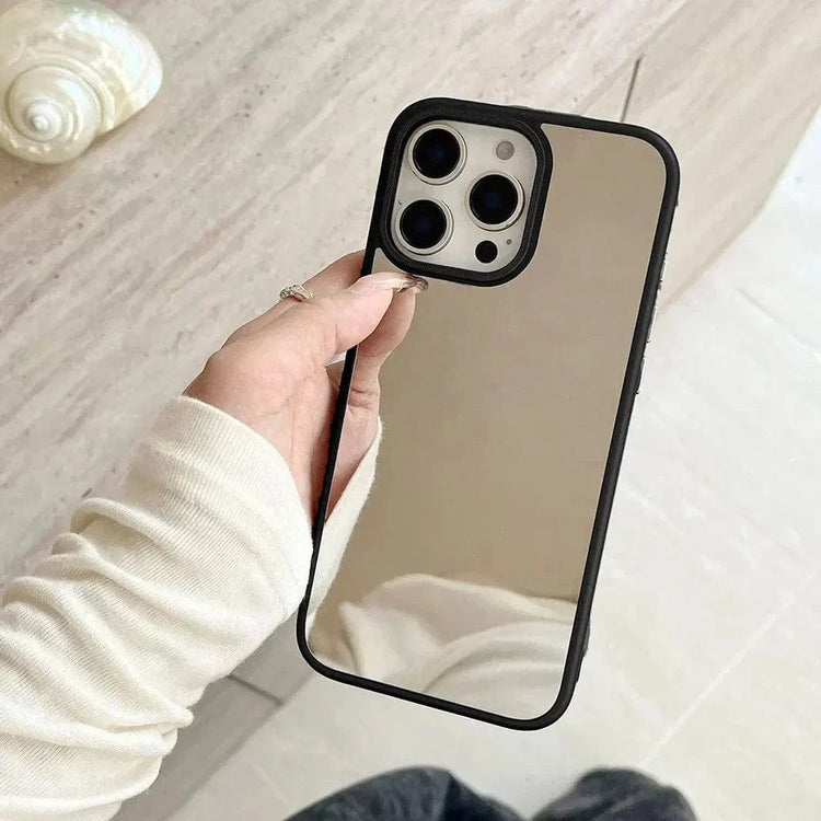 Electroplated Silver Mirror Slim Case for iPhone 14 Pro iPhone 14 Pro / black - Ktusu