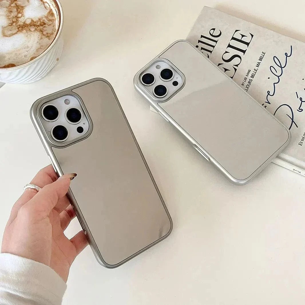 Electroplated Silver Mirror Slim Case for iPhone 14 Pro Max - Ktusu