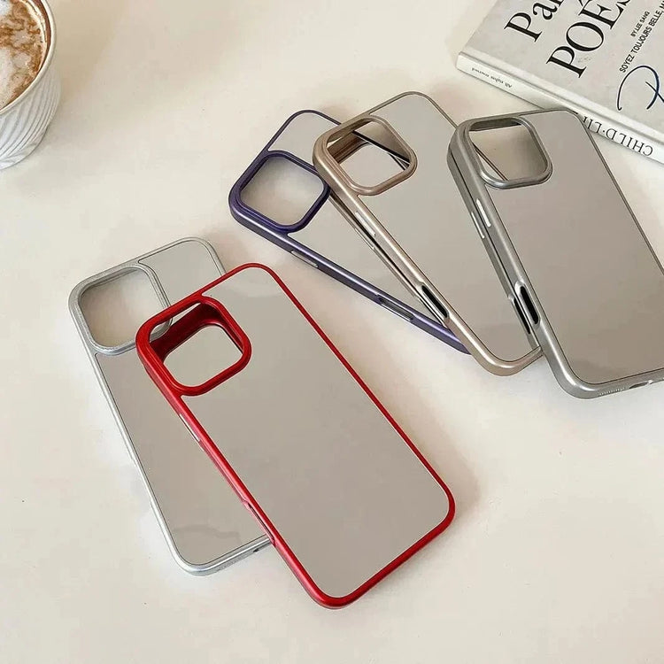 Electroplated Silver Mirror Slim Case for iPhone 16 Pro Max iPhone 16 Pro Max / black - Ktusu