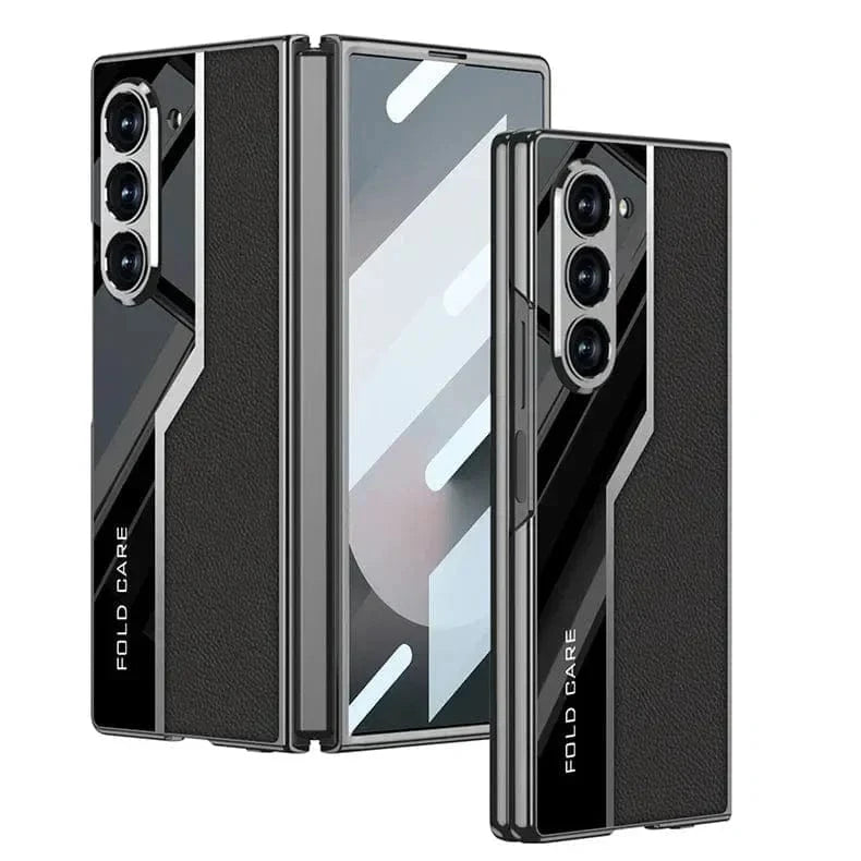 Electroplated Soft TPU PU Leather Case for Samsung Z Fold6 Samsung Z Fold6 / Black - Ktusu