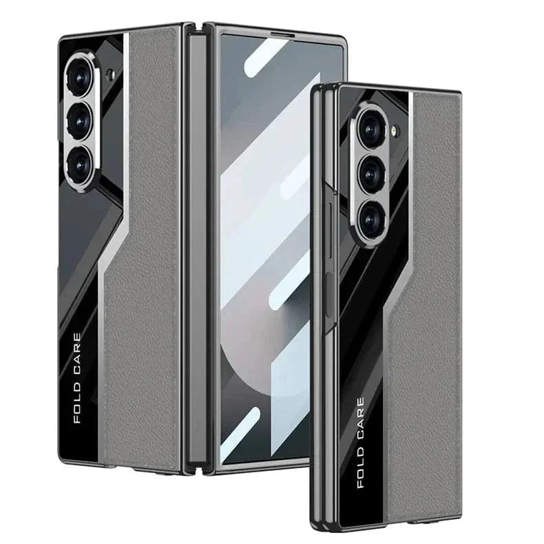 Electroplated Soft TPU PU Leather Case for Samsung Z Fold6 Samsung Z Fold6 / Dark Grey - Ktusu