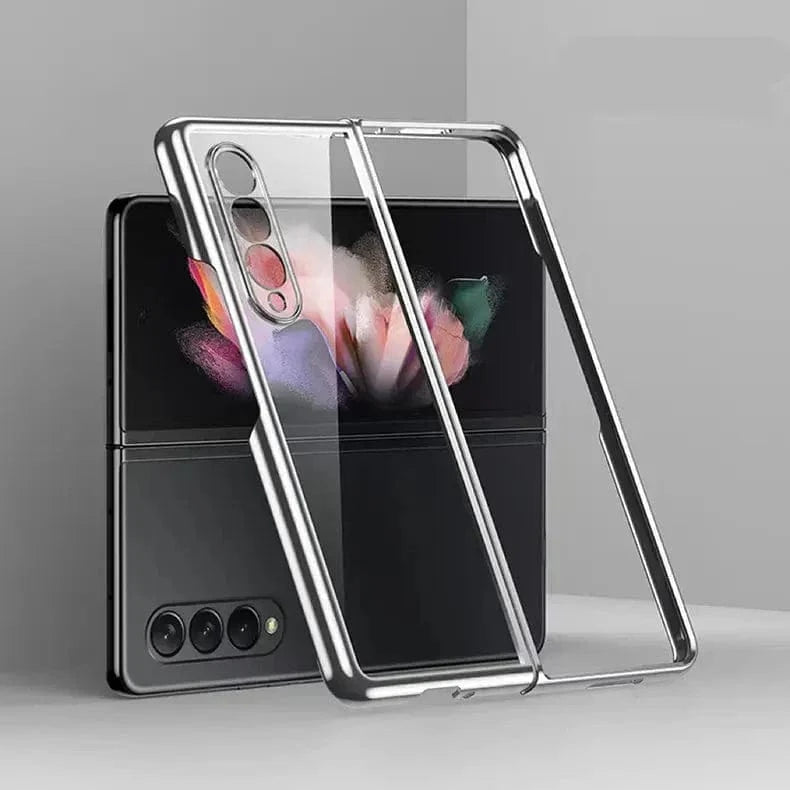 Electroplating Camera Protective Frame Transparent Case for Samsung Z Fold4 Samsung Z Fold4 / Silver - Ktusu