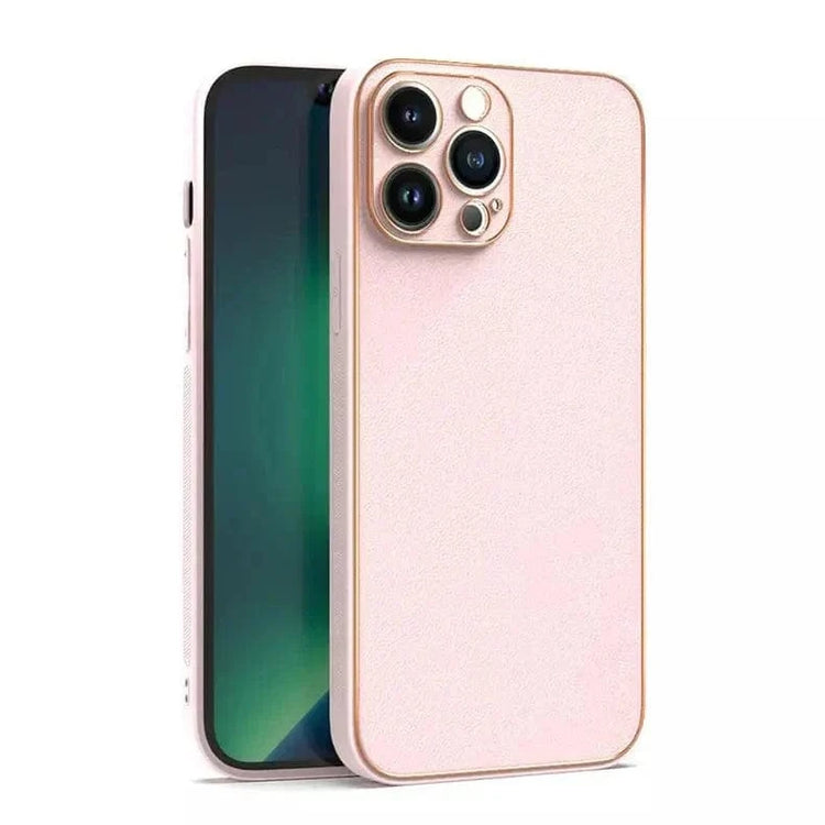 Electroplating Leather Texture TPU Edge Hard Case for iPhone 11 - Ktusu