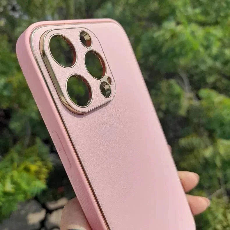 Electroplating Leather Texture TPU Edge Hard Case for iPhone 12 - Ktusu