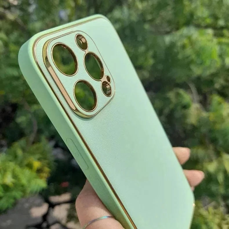 Electroplating Leather Texture TPU Edge Hard Case for iPhone 12 - Ktusu